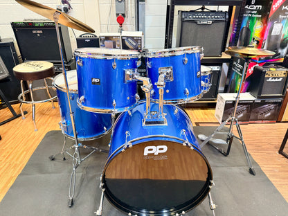 🥁 Performance Percussion PP250 5-Piece Drum Kit~ Metallic Blue Acoustic Set 🥁