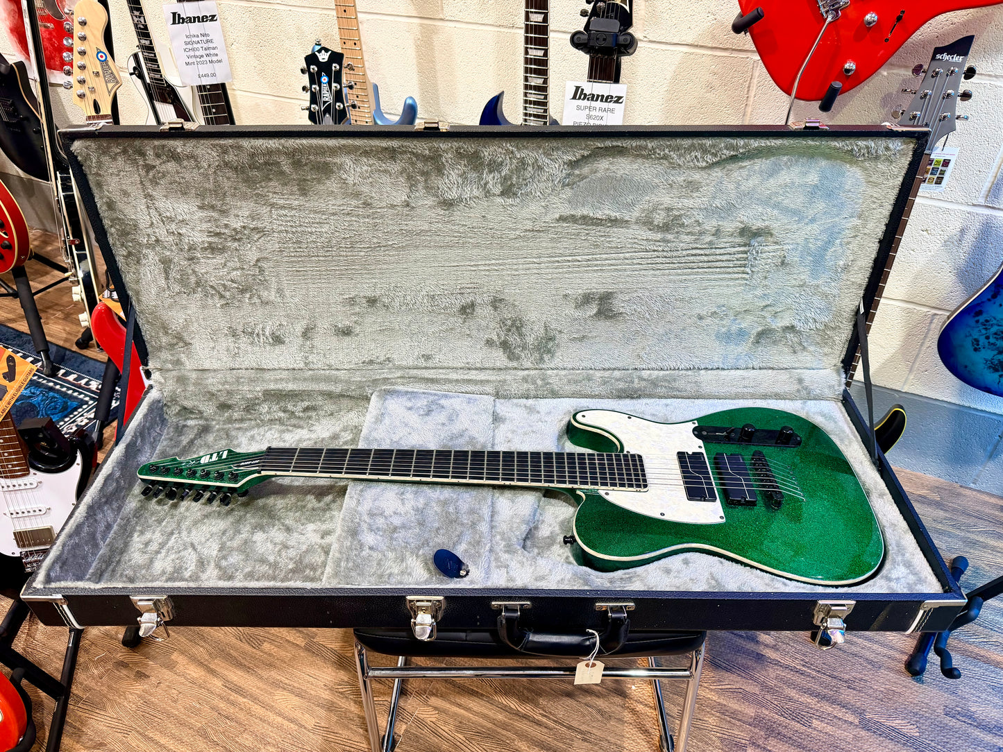 🔥MINT🔥 ESP LTD SCT-607 Baritone 7 String~ Stephen Carpenter Green Sparkle + Case