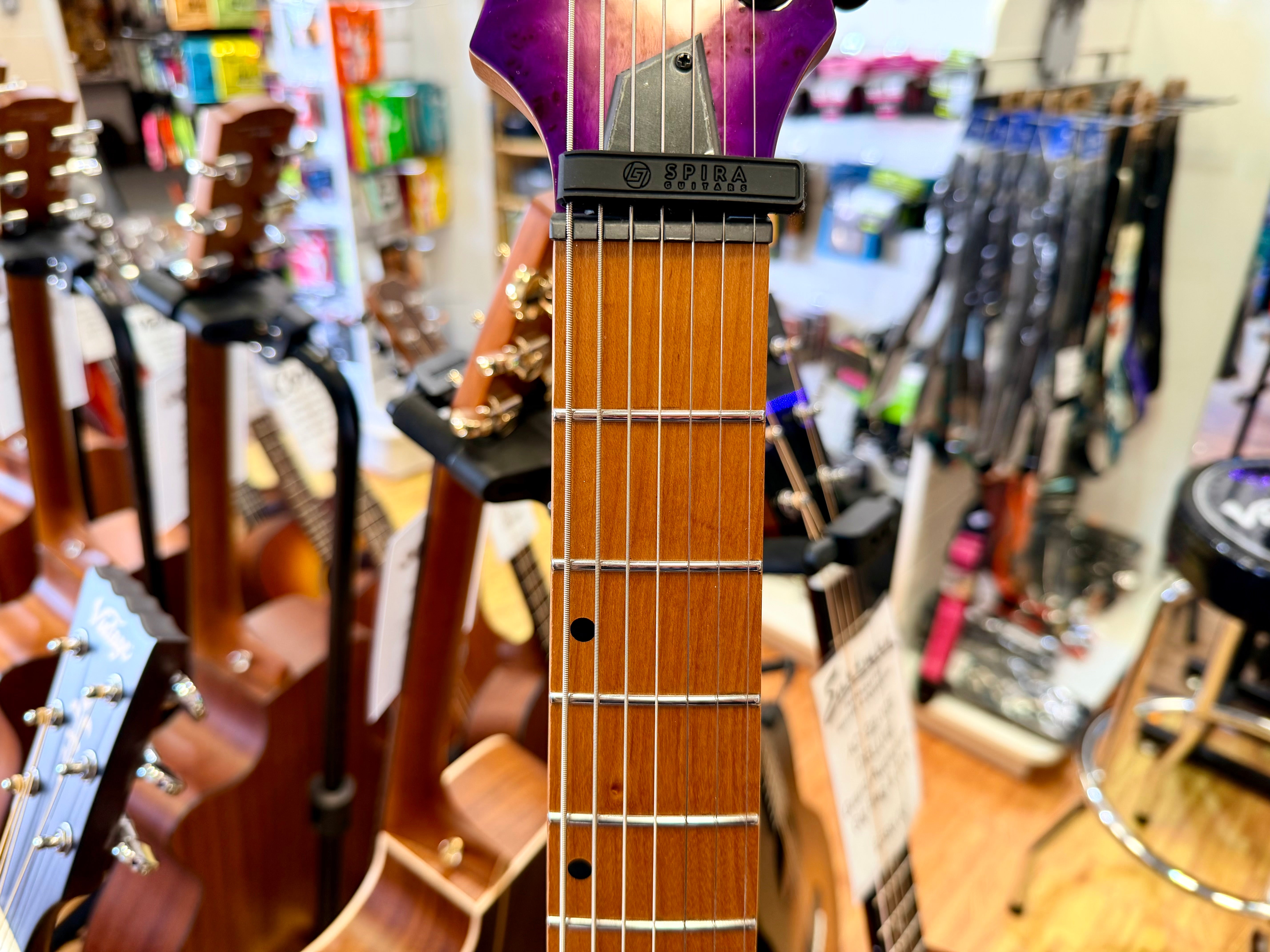 ⚡️NEW⚡️ Spira S-457 7 String Trans Purple~ Poplar Burl Top Electric Guitar~ 2026