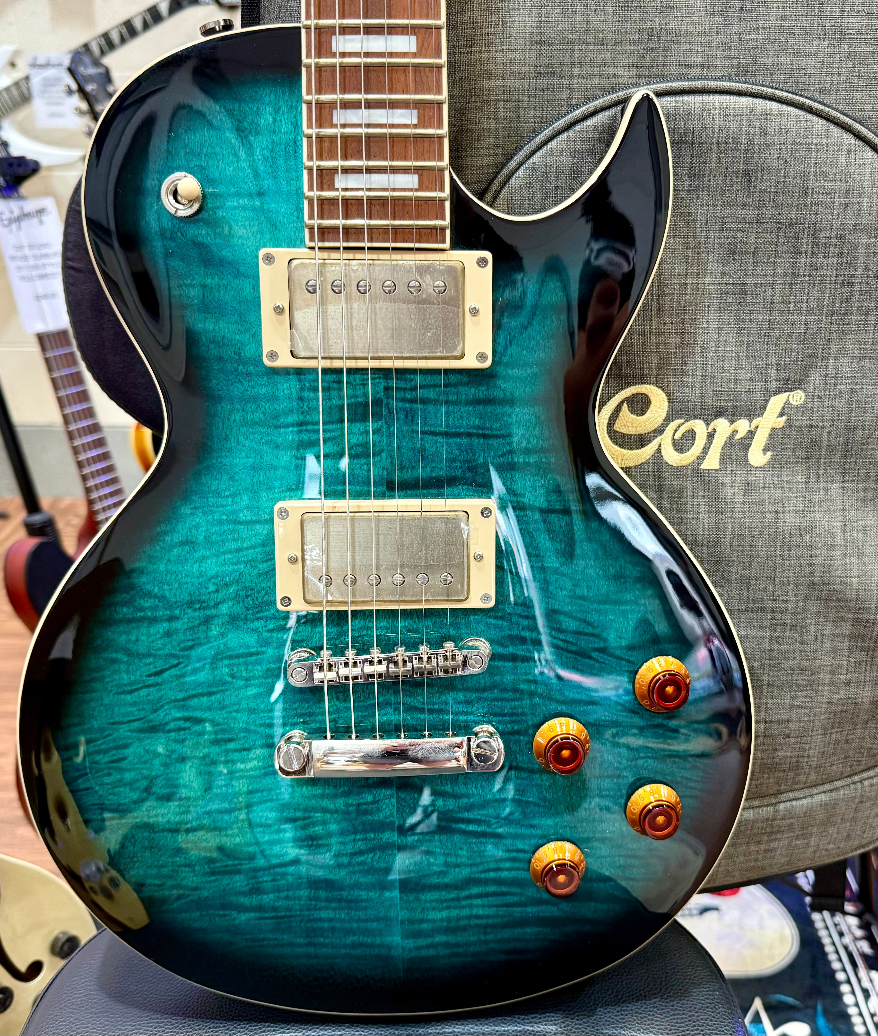 🌟 2025 LAUNCH OFFER 🌟 Cort CR250 Les Paul Guitar~ Dark Blue Burst + BAG!