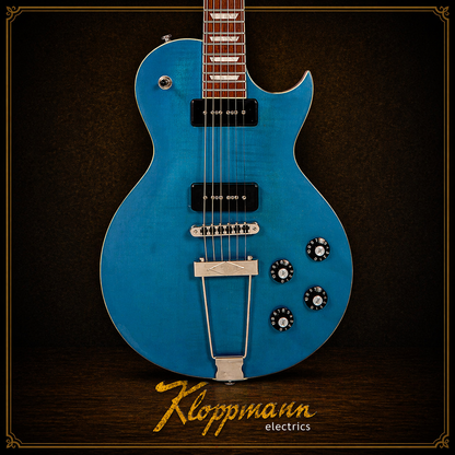 🔥 KLOPPMANN P90’s 🔥 Vintage V100 ProShop Unique~ Satin Teal Blue Les Paul 🇬🇧