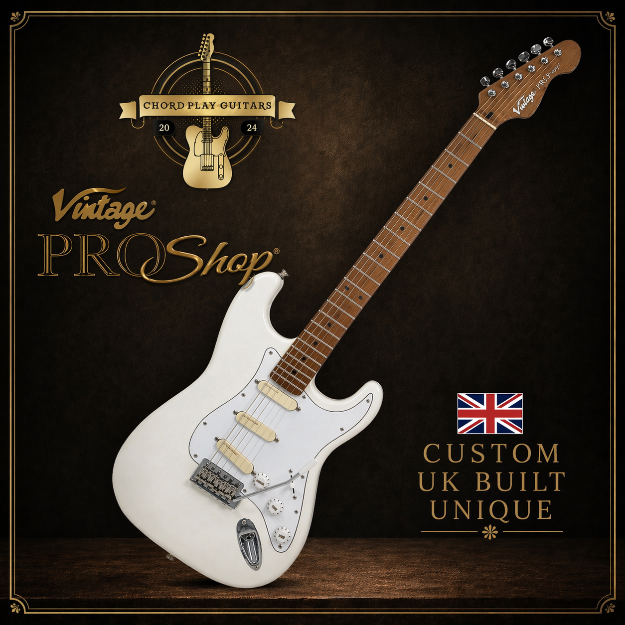 🔥LACE SENSOR🔥 Vintage V6 ProShop Unique Strat~ White~ Roasted Maple~ UK Made!