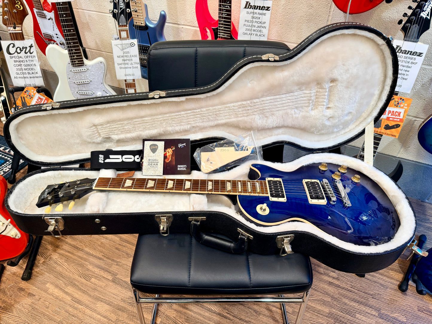 🔥2011 USA🔥 Gibson Les Paul Classic Plus Top~ Manhattan Midnight Blue + Case!