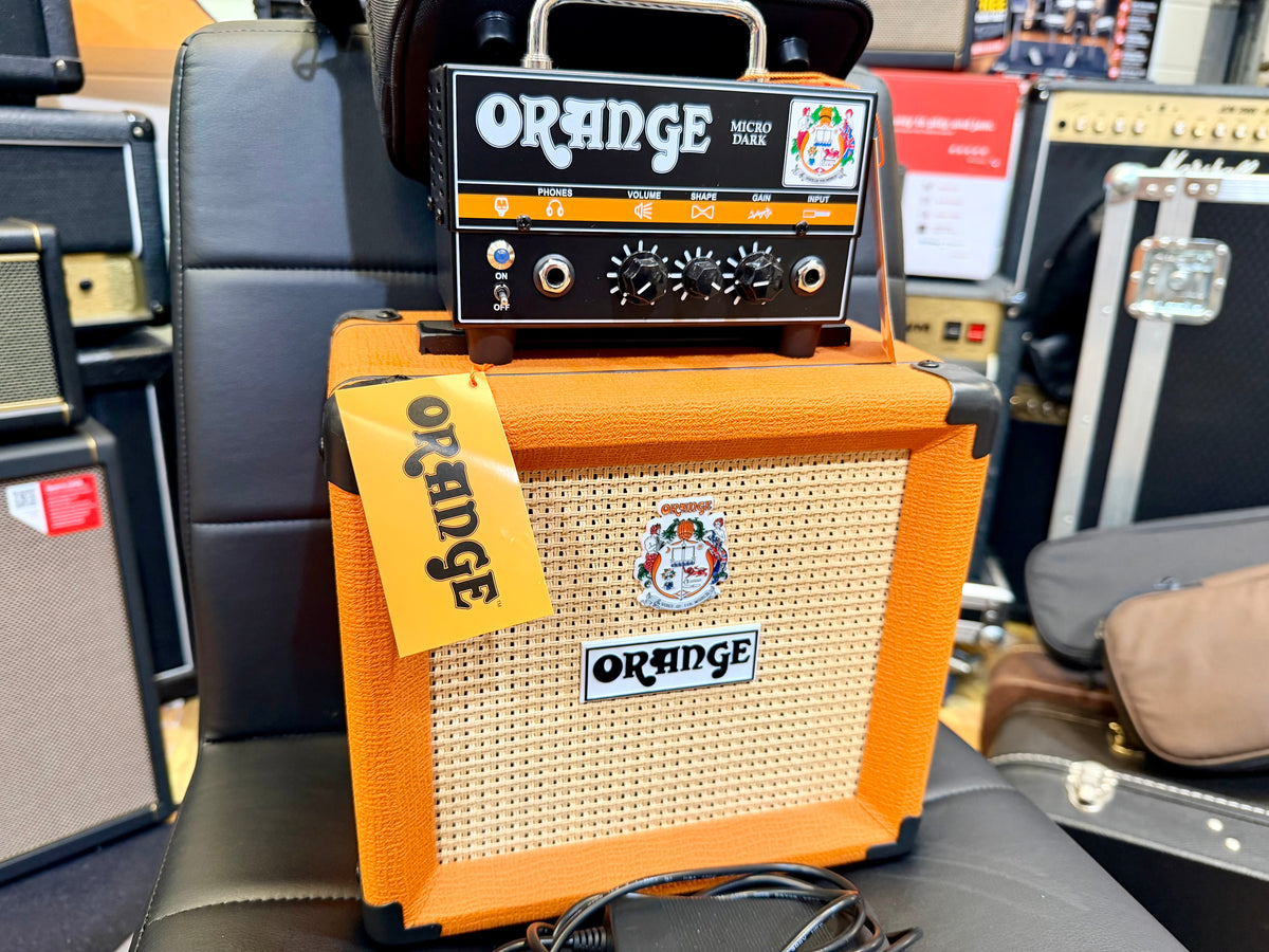 🔥MINI STACK🔥 Orange Micro Dark 20W Valve Guitar Amp Head + PPC108 Cab + Bag!