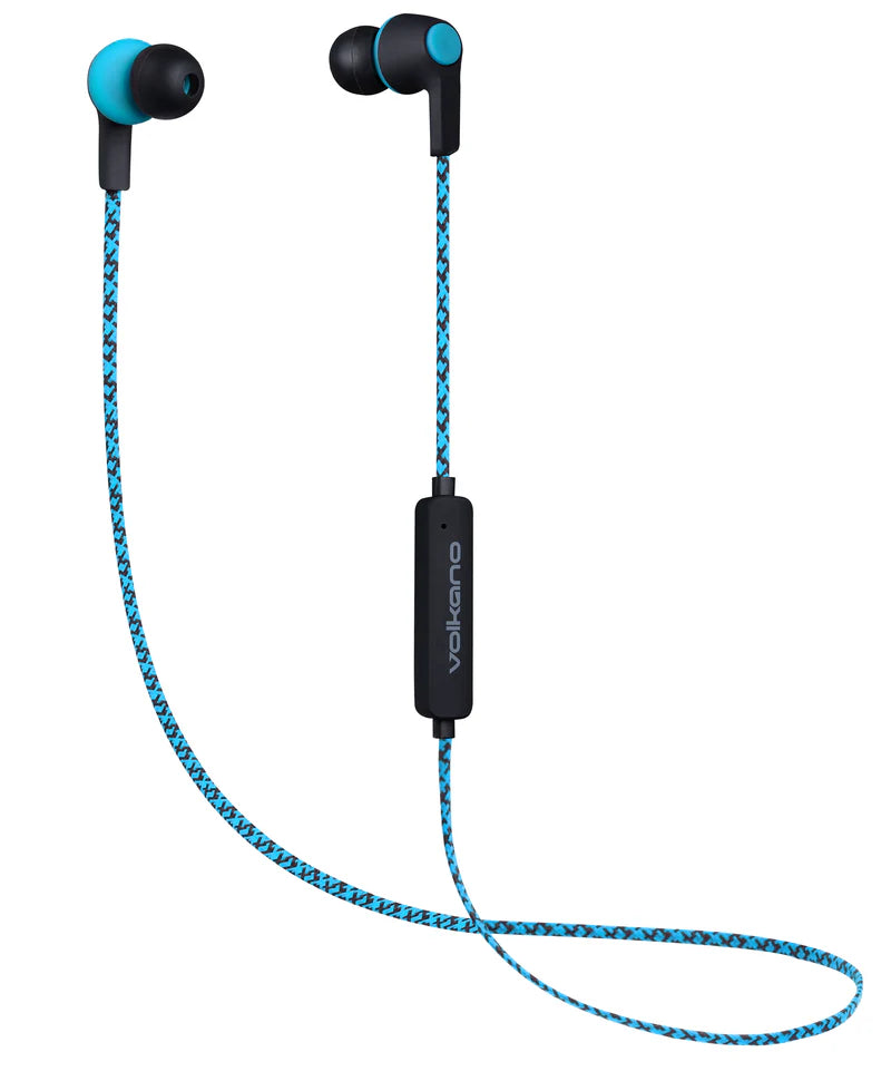 Volkano Moda Series Nylon Braided Bluetooth Earphones - Black/Blue