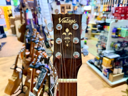 Vintage DM-A Dreadnought Acoustic Guitar Natural~ B Stock~ New Strings & Setup