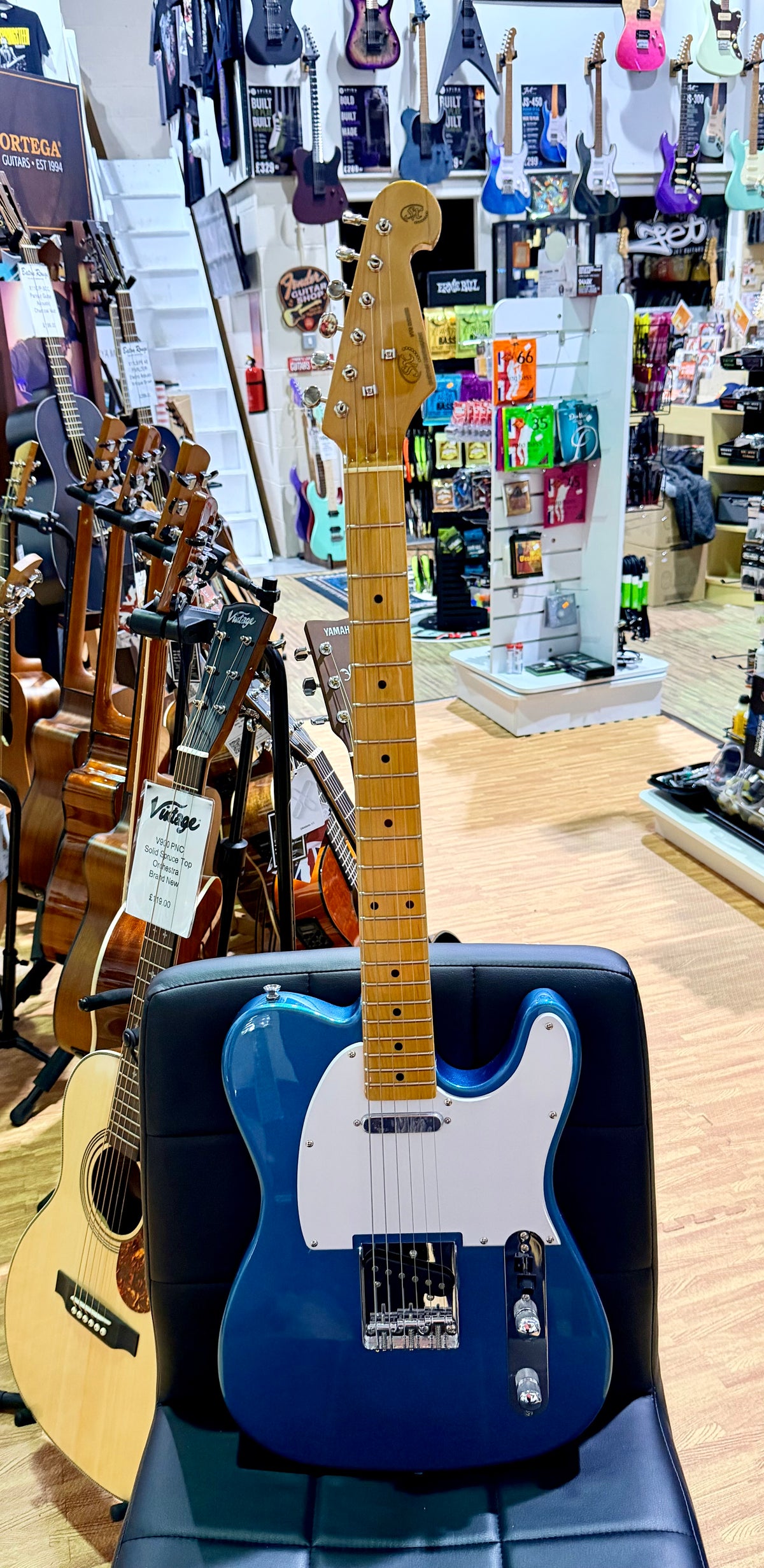 SX STL50+ Lake Placid Blue Electric Guitar Beginner Bundle~ 10W Amp, Strap