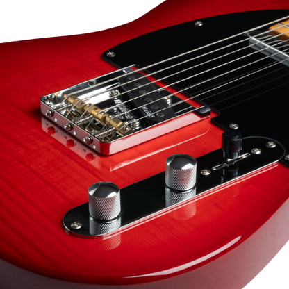 Prodipe TC90 ALDER Flame Top Trans-Red Electric Guitar