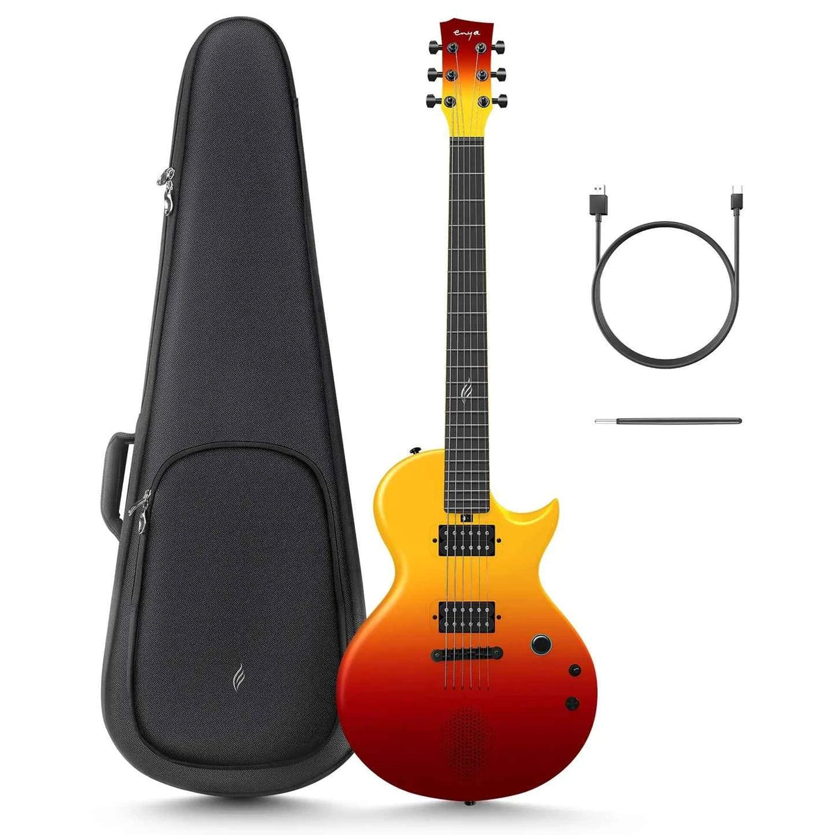🔥 Enya Nova Go Sonic~ Volcanic Red~ Smart Electric Guitar~Speaker & FX + Bag 🔥
