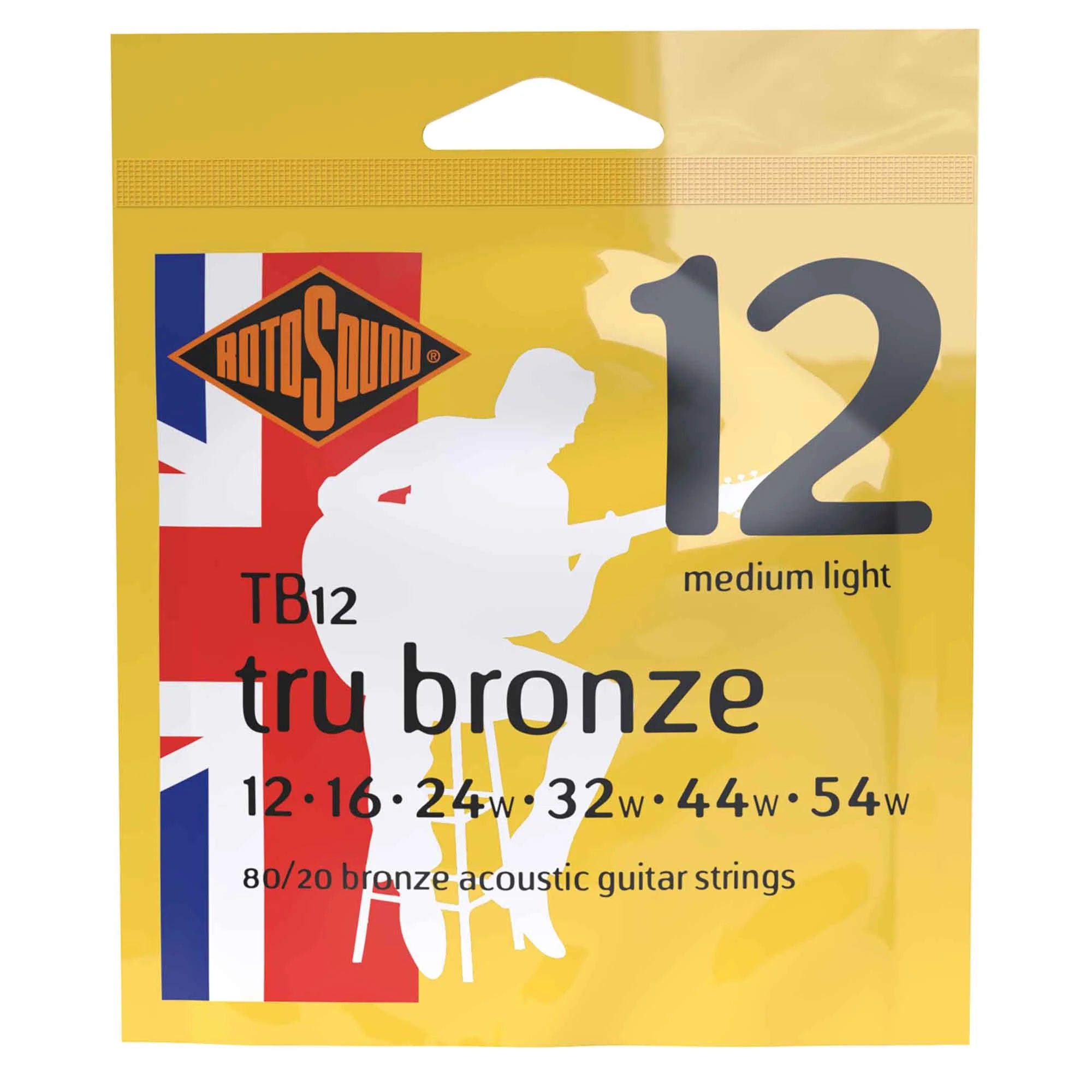 Rotosound Tru Bronze 80/20 Bronze 12-54 Acoustic Guitar Strings, Light