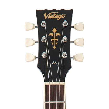 Vintage V100 ReIssued Electric Guitar w/Bigsby ~ Flamed Purpleburst