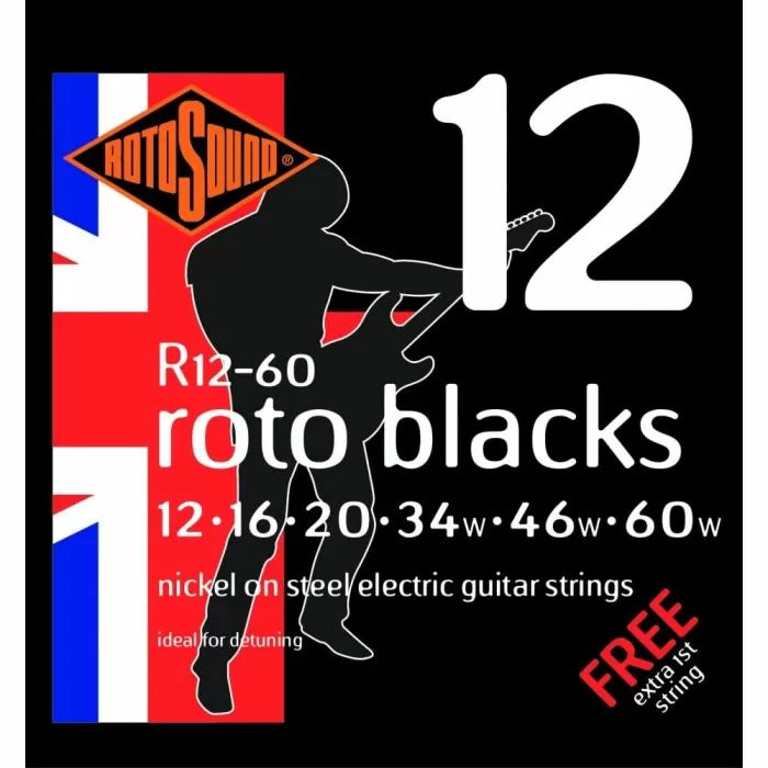 Rotosound Blacks Nickel Wound 12-60 Electric Guitar Strings