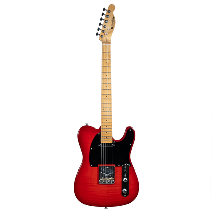 Prodipe TC90 ALDER Flame Top Trans-Red Electric Guitar