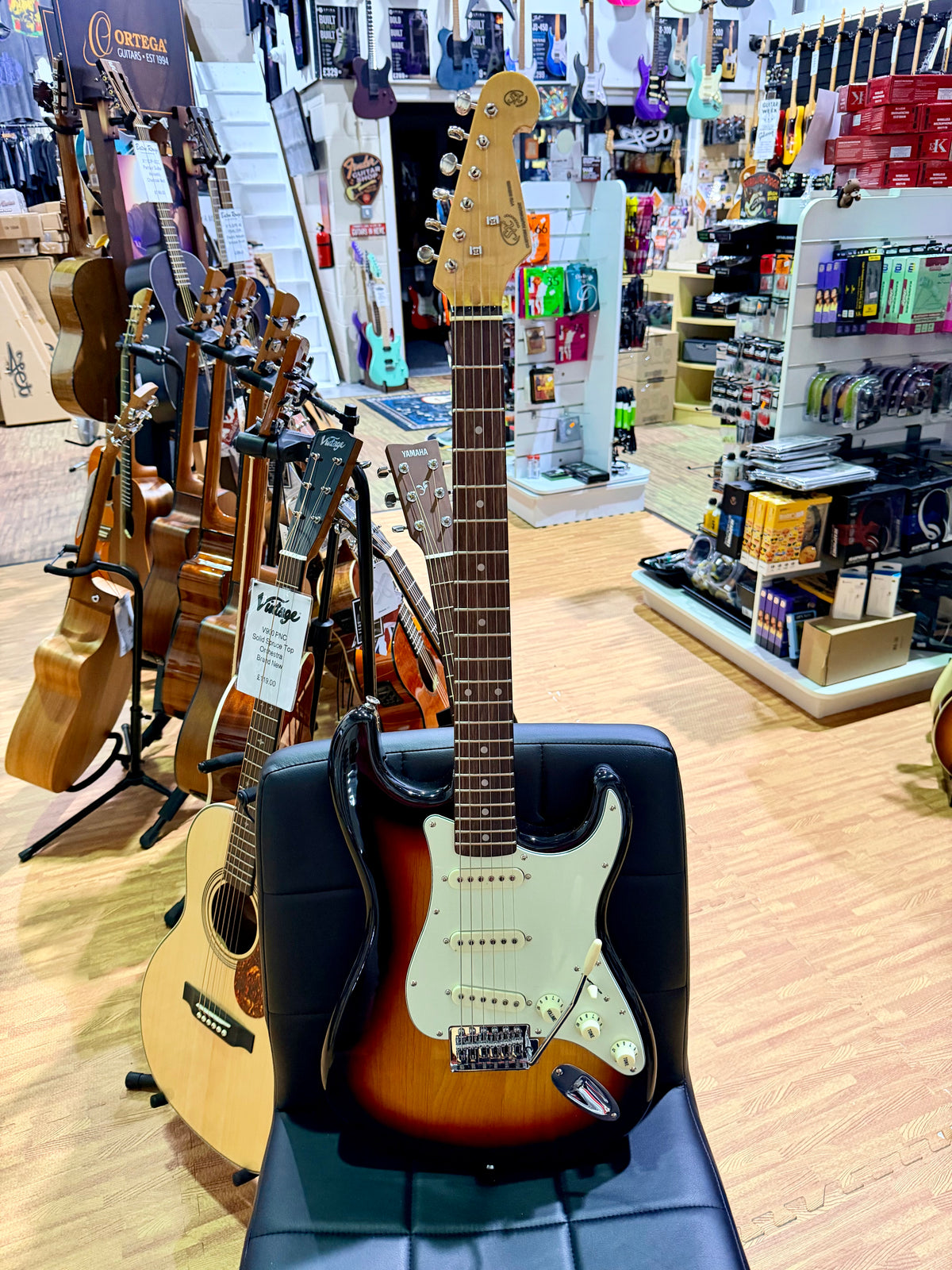 SX SST62+ 3-Tone Sunburst ST Electric Guitar~ Gig Bag~ Stratocaster Style NEW