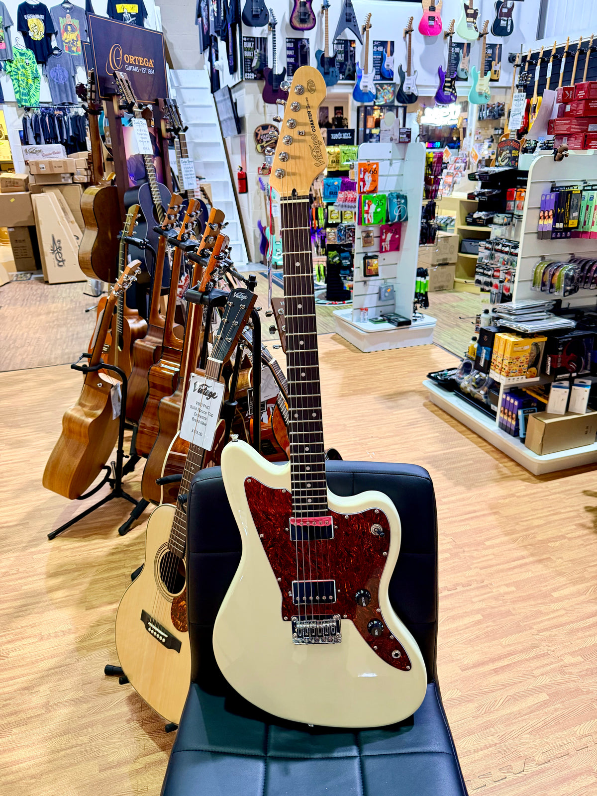 Vintage V50 Coaster Electric Guitar~ Vintage White~ Jazzmaster Style~ B Stock