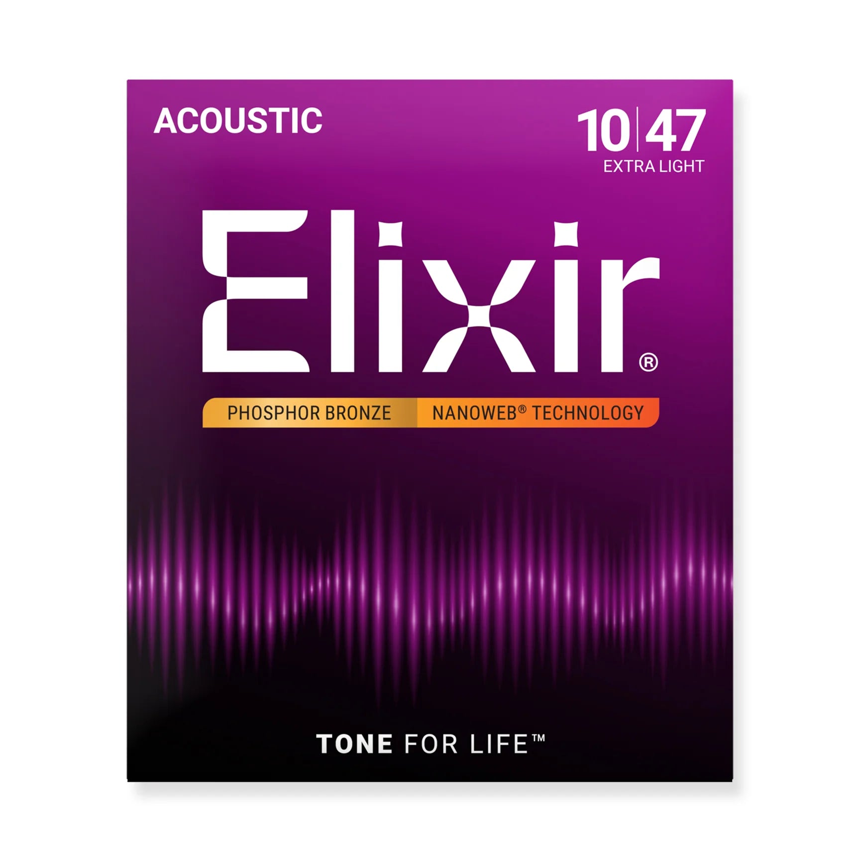 Elixir Nanoweb Phosphor Bronze 10-47 Acoustic Guitar Strings