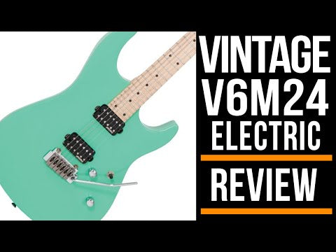 Load video: Vintage V6M24 ReIssued Electric Guitar ~ Boulevard Black